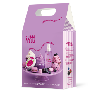 Limitowany Zestaw Tutti Frutti Berry Milk do pielęgnacji ciała (cukrowy peeling+mgiełka bez alkoholu)